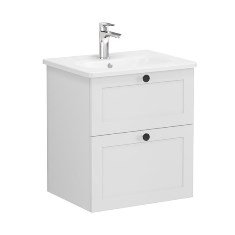 Vitra Root Classic 68842 Lavabo Dolabı, İki Çekmeceli, 60 Cm, Mat Açık Gri, Yuvarlak Lavabolu